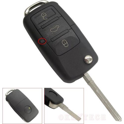 OkeyTech Switchblade Key Shell Flip key Case For VW Volkswagen B5 Golf Polo Passat car key 3 Button Folding Remote key Cover Fob
