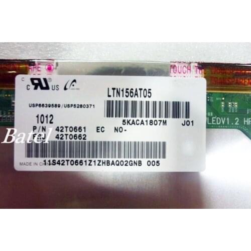 Panel Monitor LTN156AT05-J01 LTN156AT05 LED Display LCD Screen Matrix for Laptop 15.6" 1366X768 HD 40Pin Glossy Replacement