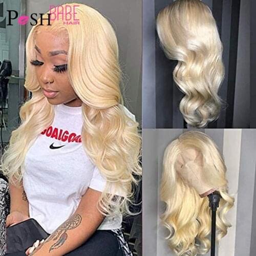 Middle Part Glueless 613 Human Hair Wig Honey Blonde Part Lace Wig Brazilian Body Wave Lace Front Pre Plucked 13x1 Lace Remy 150