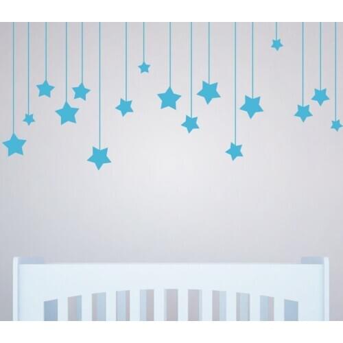 Custom Color Haning Long Star Wall Stickers For Kids Room White Star Baby Nursery Wall Decals Room Decor Mural D858