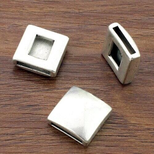 10pcs Fashion Arched Square Slider for Bracelet Necklace Cord Beads watch Chain Beads DIY Making Accessory 18mm Hole:14x2.5mm