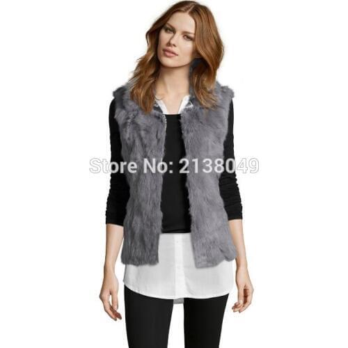 SF0038 Women Real Rabbit Fur Vest Genuine Quality Real Fur Garment