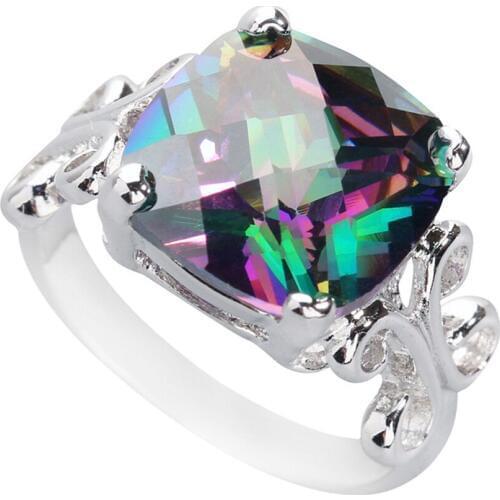 Amazing Rainbow Semi-precious Stone Sterling Silver AiMolies Ring Q0029QC