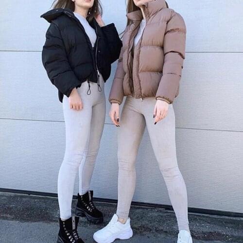Winter Thicken Womens Short Parkas Coat Solid Stand Collar Warm Parka Female Cotton Padded 2020 Fashion Puffer For Women#068