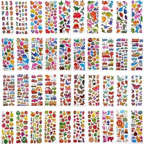 12pcs/pack Randomly cartoon stickers for kids kawaii 3D puffy bubble stickers boys girls gift pvc