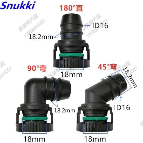 18mm exhaust pipe joint universal plastic quick connector plastic fittings female connector 180 90 degree for ea888 2pcs a lot
