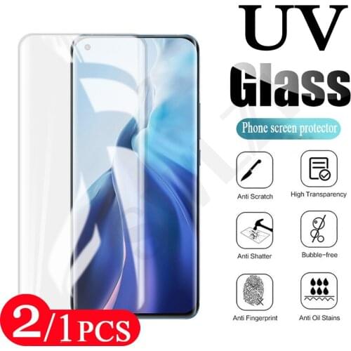 2/1Pcs for Xiaomi mi 11 pro 10 Ultra 10s note 10 lite CC9 pro UV Glass phone screen protector UV tempered glass protective film