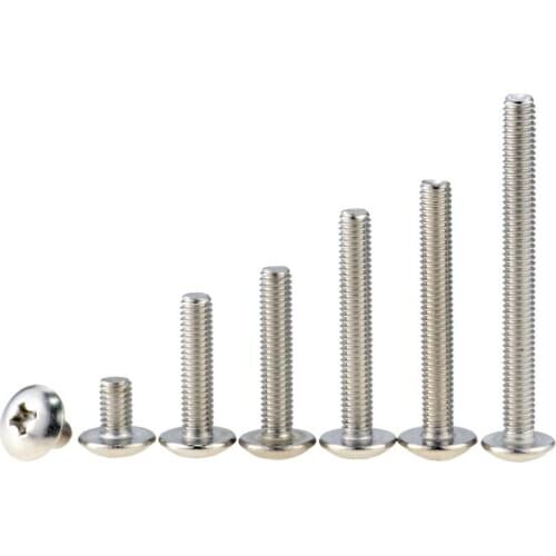 20PCS M4*8-45 Cross Recessed Truss Head Machine Screws Mushroom Big Flat Head Screw 304 Stainless Steel Phillips Screw M4x8