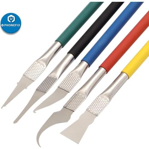 5 in 1 IC Chip CPU NAND Remover BGA Maintenance Thin Blade Knife Burin to Remove Glue Disassemble Phone PC Rework Processor Tool