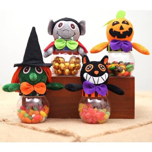 Halloween Candy Jar Brushed Cloth Cartoon Home Party Decoration Snack Storage Costumes Festival Candy Box Gifts Portable