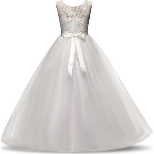 White Wedding Party Princess Christmas Dresses girl formal Costume Kids Party girls Clothing for 5-14yrs teenagers Girls Dress