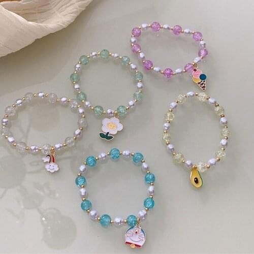 Cute Rainbow Popcorn Beads Bracelet Friendship Flower Star Glass Bracelets For Girls Multicolor Jewelry Accessories Wholesale
