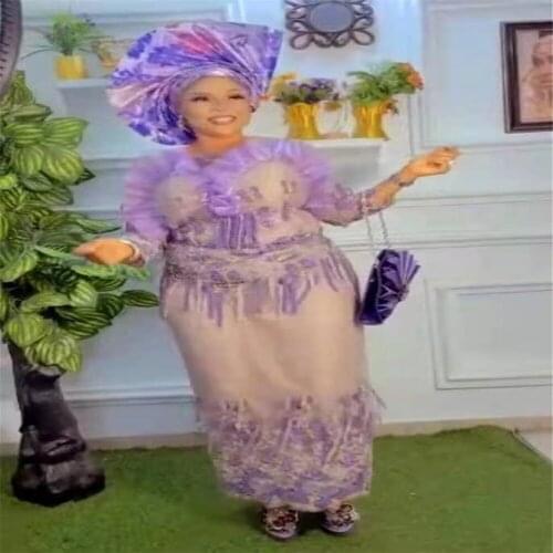 Beads Lace Handmade Fabric French Wedding Dress Latest Nigeria Cotton Embroidery White Good Price With Stones New