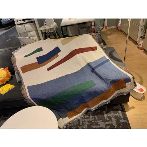 Color Geometric Pattern Sofa Throw Blanket With Fringe Notes Abstract Decorative Hanging Tapestry Blankets Rug Ins Home Decor