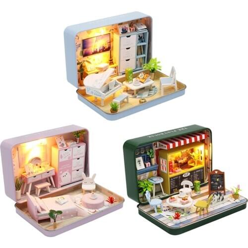 DIY Wooden Dollhouse Miniature Kids Toys Furniture Kit Manual Assembly Doll Houses Roombox Creative Gifts Home Decor juguetes