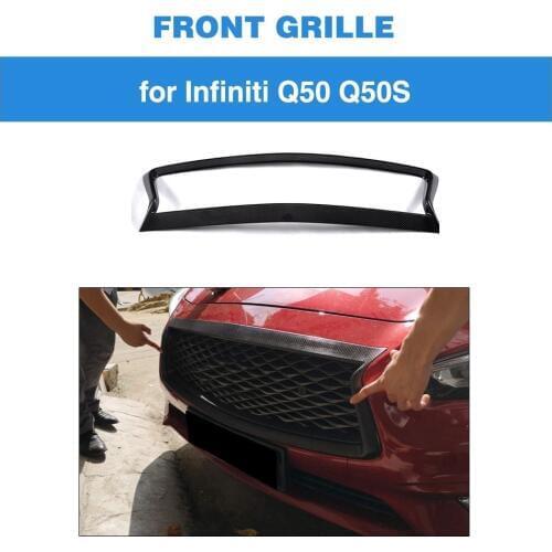 For 2018 Infiniti Q50 Q50S Front Bumper Grille Trim Carbon Fiber grille