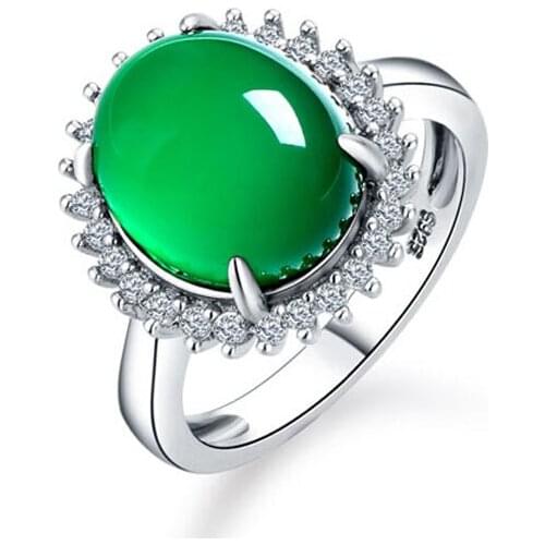 Exclusive design of natural chalcedony 925 silver adjustable finger ring gift free shipping