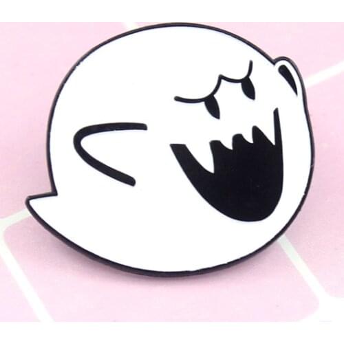 Cartoon Boo Ghost Enamel pin brooch Bag Clothes Button Badge Classic Video game Jewelry Gift for friends fashion hat accessories