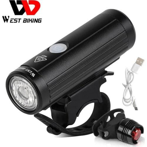 WEST BIKING 350LM Bike Front Light Set Anti-glare Flashlight For Bicycle MTB Lamp USB Rechargeable 2000mAh Cycling Headlight