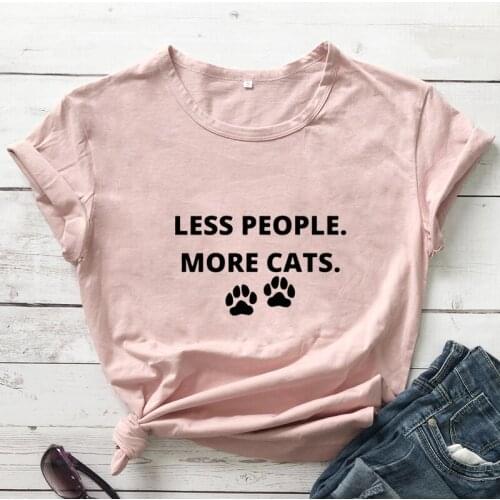 Less People More Cats T-shirt Cute Cat Mom Gift Tshirt Funny Women Graphic Social Distancing Introvert Top Tee Shirt