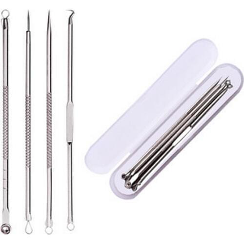 Wholesale 100sets 4pcs/set Blackhead Blemish Removers Pimple Extractor remover Needles Face Cleaning Beauty Skin Care Tool