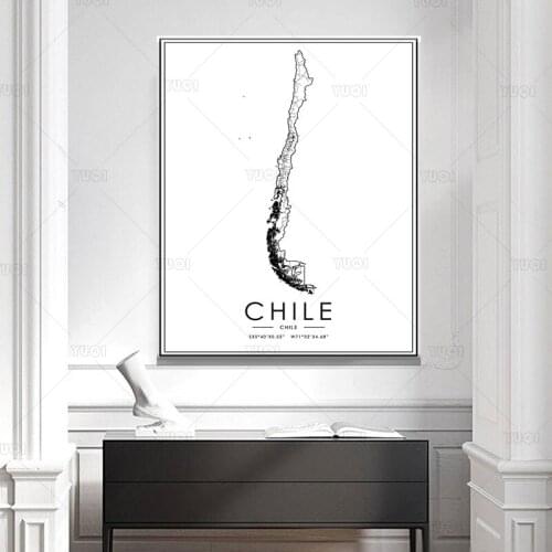 Map print poster canvas poster canvasWorld City CHILE Map Black White MapPoster Picture Art