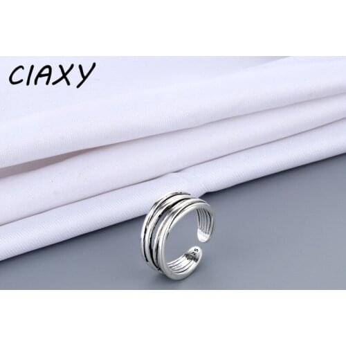 CIAXY 925 Sterling Silver Irregular Multi-layer Rings for Women Elegant Adjustable Ring Vintage Luxury Jewelry Best Gift