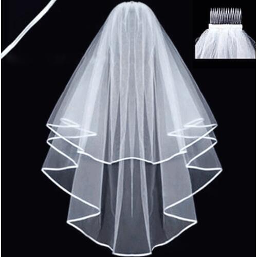 Short Tulle Wedding Veils White Ivory Bridal Veil for Bride Cut Edge Cathedral Wedding Veil Bridal Lace Veil Velos De Novia