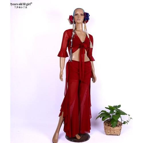 Dance suit belly dance practice performance water gauze suit STT136