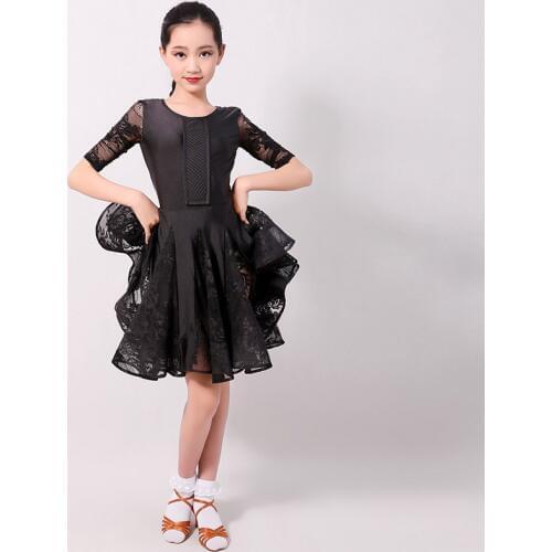 Latin Dance Costumes Girls Rumba/Tango/Salsa/Samba Dance Practice Clothes Kids Lace Latin Dance Performance Costumes DQL544