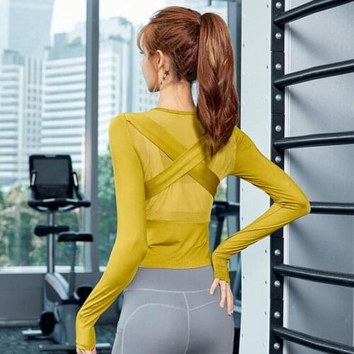 Yoga Crop Top Autumn Winter New Long Sleeve Sports Top Womens Running Sports Yoga Top Top Deportivo Mujer Camisetas