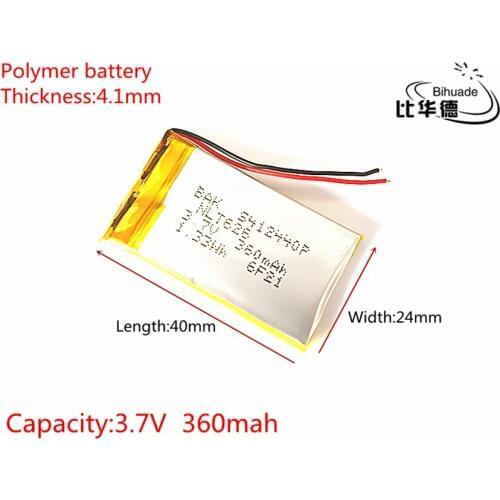 3.7V,360mAH,402540 412440 polymer lithium ion / Li-ion battery for GPS,mp3,mp4,mp5,dvd,bluetooth,model toy mobile bluetooth