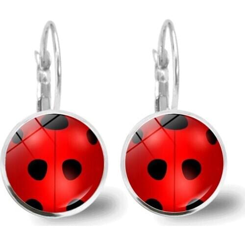 Cute Ladybug Drop Earrings For Women Wave Point Element Earrings Trendy Movie Animation Cartoon Jewelry