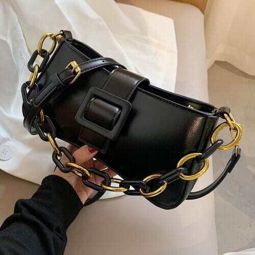 Fashion Square Chain Armpit Bag 2021 New PU Leather Womens Designer Shoulder Handbags High Quality Female Travel Crossbody Bags