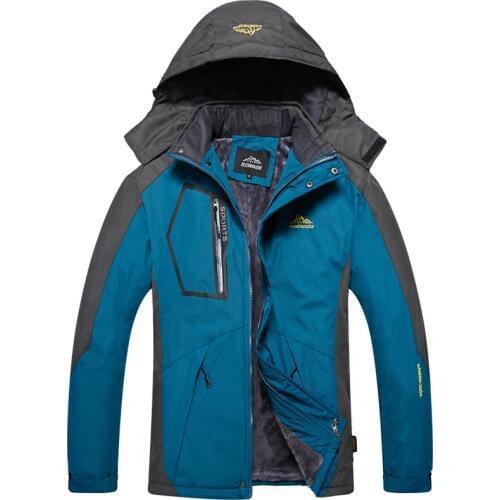 Mens Winter Snow Warm Down Jacket Parkas Outwear Windproof Waterproof Hooded Thick Velvet Jacket Men Fleece Coat Plus Size 5XL