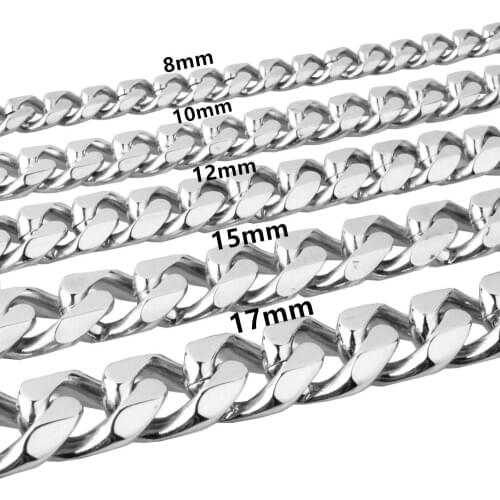 Hip Hop Mens 316L Stainless Steel Curb Cuban Link Chain Necklace for Men Women Jewelry Charms Gift