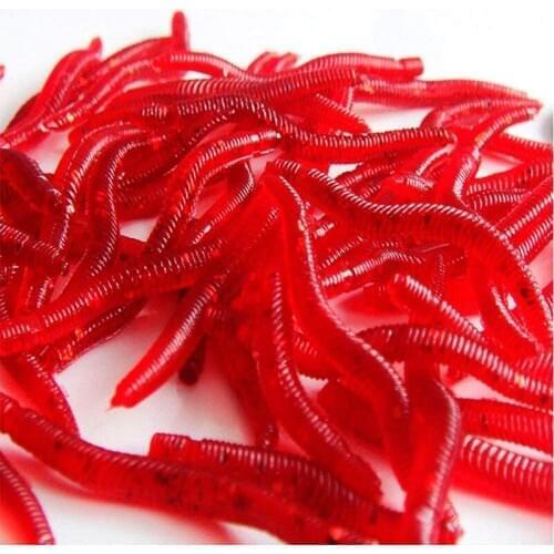 30pcs/lot Soft Lure Fishing Simulation Earthworm red Worms Artificial Fishing Lure Tackle Lifelike Fishy Lures