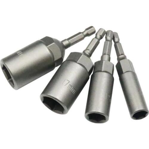 1pc 5.5mm-19mm Extra Deep Bolt Nut Driver Bit Set 1/4 inch 6.35mm Hex Shank Impact Socket Adapter Nut Setters for Power Tool