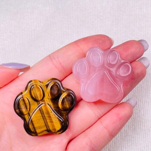 Natural Quartz Crystal Carved Cute Small Cat Paw Healing Mineral Crystal Stone Gift Decor