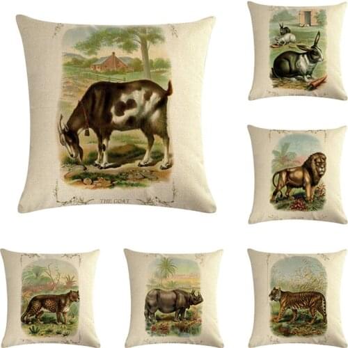 Cushion Cover Animal Style Pillow Case Cotton Linen Pig Cow Hors Rabbit Cushion Cover Sofa Home Decorative Throw Pillow ZY253