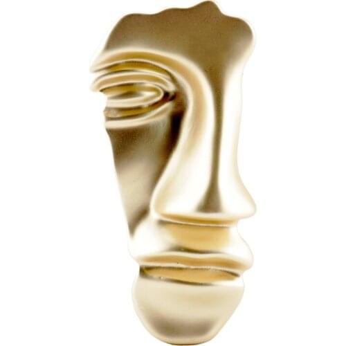 New Cool Simple Creative Golden Art Half Face Portrait Suit Metal Brooches Badges Lapel Pins For Women Men Friends Jewelry Gift