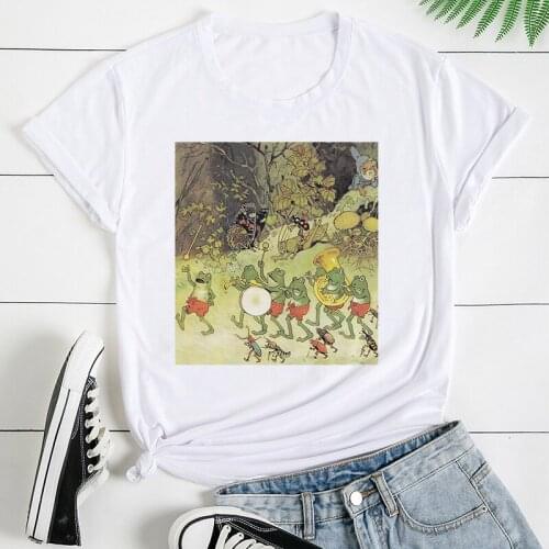 New Short Sleeve T Shirts Print A Group Of Frogs In Celebration Fashion Women Summer T-Shirts Casual Clothes Stylish T-shirts