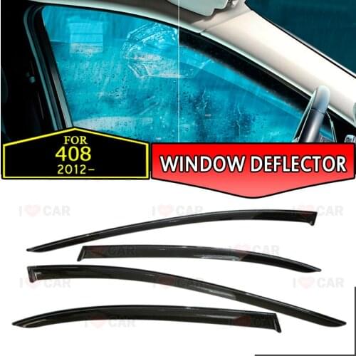 Window deflectors for Peugeot 408 Sedan 2012- car window deflector wind guard vent sun rain visor cover car styling