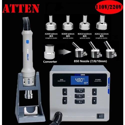 ST-862D ATTEN 1000W Hot Air Gun Digital Display BGA Rework Station Automatic Sleep PCB Welding Repair Solder Repair Tool