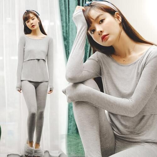 Pregnancy Nursing Pajamas Maternity Breastfeeding Sleepwear Pregnant Nightgown Soft Cotton Warm Women Nightwear Homewear Set