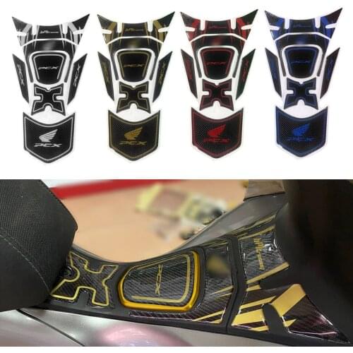 SEMSPEED 5D Real Carbon Fiber Moto Stickers Decal For Honda PCX 125 150 2020 3D Fairing Gas Cap Tank Pad Protection Accessories