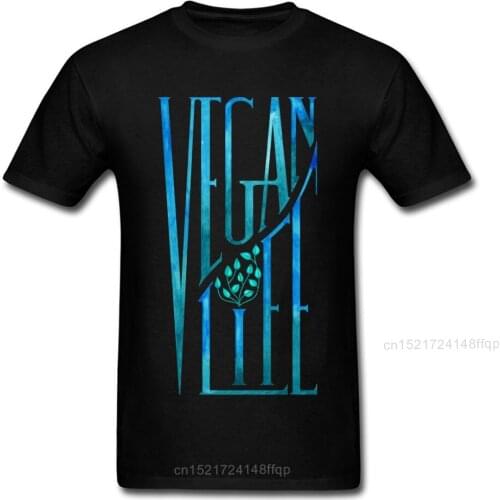 Chic Vegan Life T-shirt Men Black T Shirt Boyfriend Gift Tshirt Botanic Lover Cotton Tops Tees Summer Leisure Clothing