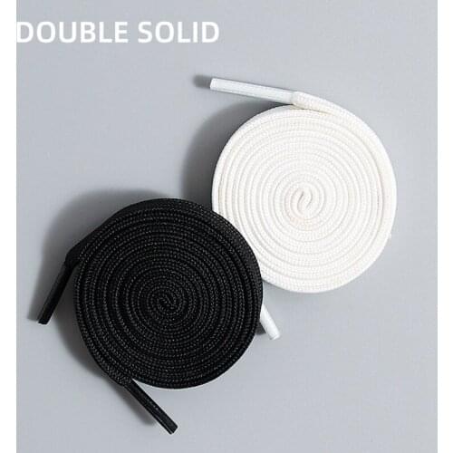 1pair Flat Double layer Classic Black White Shoe Laces Fashion Solid Sports Shoelace Casual Unisex Shoe Strings Shoe Accessories