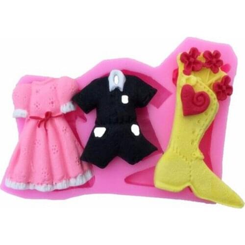 Dress Clothes Boots Fondant Cake Silicone Mold Cookie Chocolate Molds Biscuits Candy Mould Baking Cake Decoration Tools