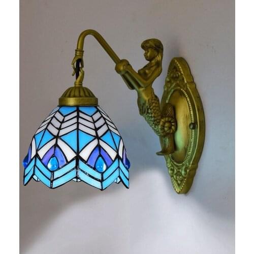 Blue stained glass living room dining room bedroom bar club corridor balcony mirror front wall lamp American lamp